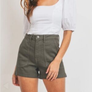 JUST BLACK DENIM NWT Green High Rise Utility Short Small‎ Casual Durable Y2K